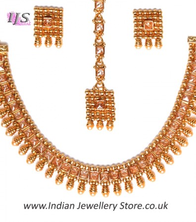 Delicate Traditional 22k Plated Indian Jewellery - Shobna NENA10711C