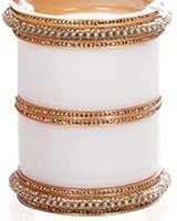 White Indian Wedding Chura & Champagne Crystal Bangles 2.6 UAWC11601 Indian Jewellery