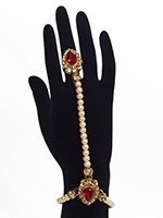 2 x Elegant Pearl & Antique Crystal Indian Hath Panjas HENL11411C Indian Jewellery