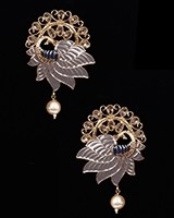 Value Meenakari Statement Stud Earrings - Grey EAEA12138 Indian Jewellery