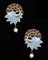 Value Meenakari Statement Stud Earrings - Sky Blue EALA12139 Indian Jewellery
