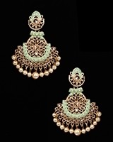 Matt Meenakari Chandellier Asian Earrings - mint green EGGA12159 Indian Jewellery