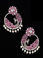 Silver Oxidised Peacock Indian Earrings ESWP12186C Indian Jewellery