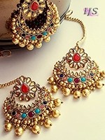 Pearl Indian Earrings & Tikka Jewellery Set - Leela IALC10823C Indian Jewellery