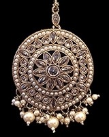 Round Medium American Diamond Indian Head Jewel - Champagne ZANA11954 Indian Jewellery