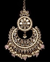Statement Mirror Asian Tikka - Nude Blush Pink ZAPM11947 Indian Jewellery