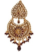 MIRZA Polki Jhumar - Maroon Red PGRP04539 Indian Jewellery