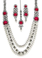 ALPANA Silver Pearl Indian Mala NSCC10293C Indian Jewellery