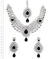Silver Crystal Necklace Set - Katie NSBC10754 Indian Jewellery