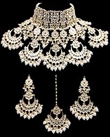 Statement Sabyasachi Indian Kundan Wedding Jewellery - White Pearl NGWK11784 Indian Jewellery