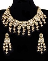 Kundan Necklace Set with Back Meena - Pearl NEWL12019 Indian Jewellery