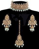 Beaded Mughal Asian Indian Choker Jewellery Set NANC12049C Indian Jewellery