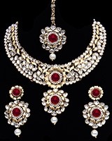 Indian Kundan Collar Necklace - Jasmine Pearl NAWL10574C Indian Jewellery