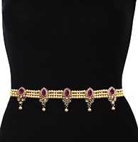 Champagne Pearl, Antique Saree Belt - fuchsia pink LAPL11395 Indian Jewellery